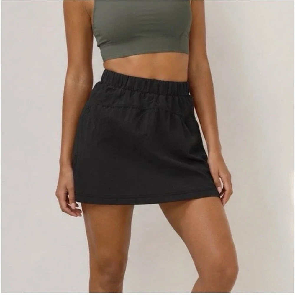 Lululemon Crinkle High-Rise Black Mini Skirt
